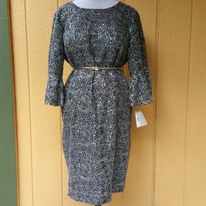 Alex Evenings silver embellished short event dress